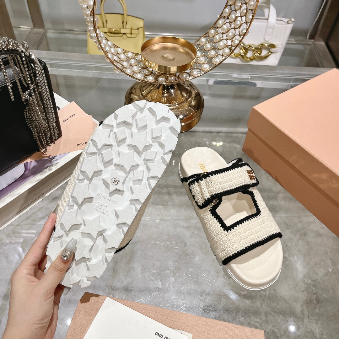 Miu Miu Women's Braided Velcro Strap Platform Slide Sandals 10 i1746510789890 6448 0 8