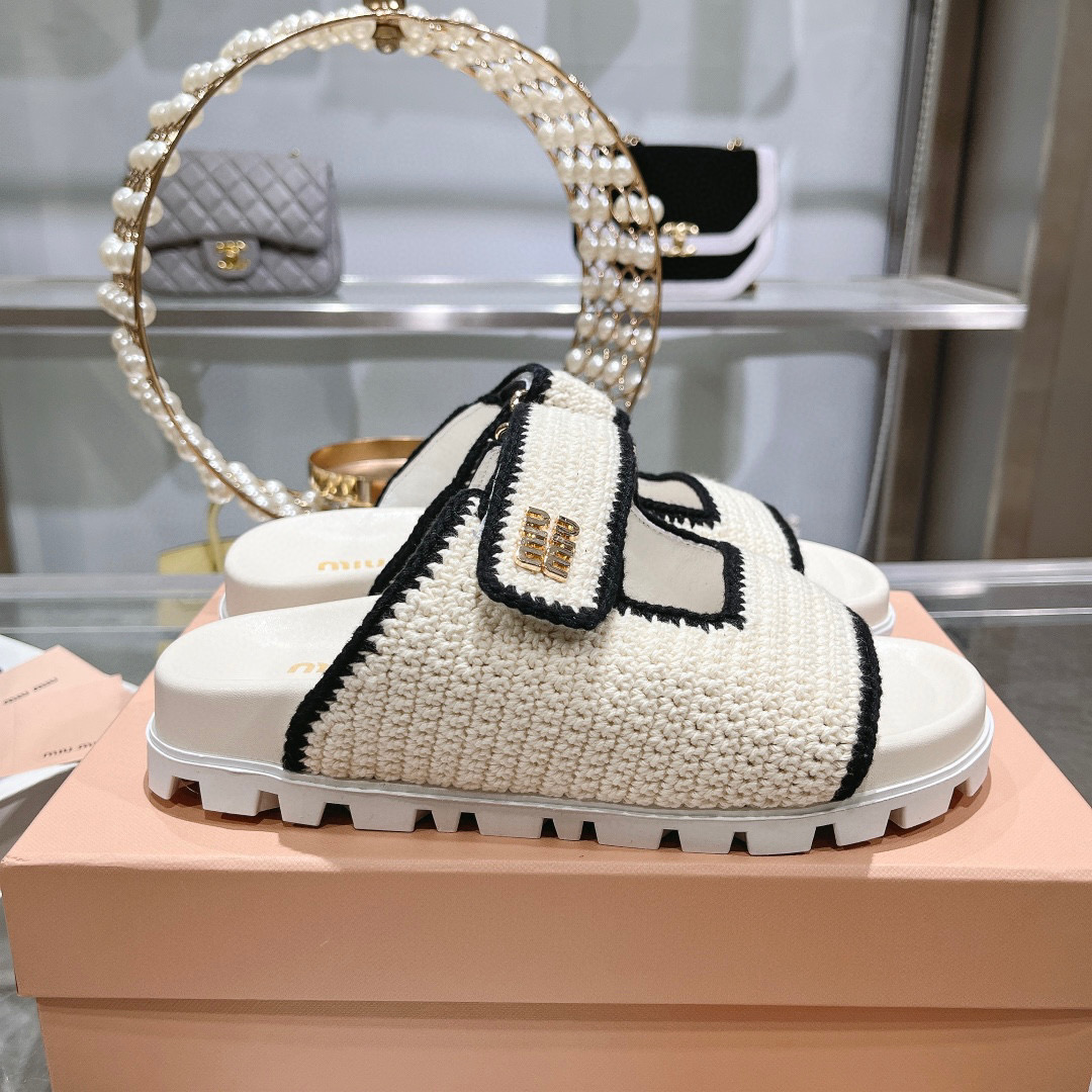 Miu Miu Women's Braided Velcro Strap Platform Slide Sandals 7 i1746510792243 4658 0 5