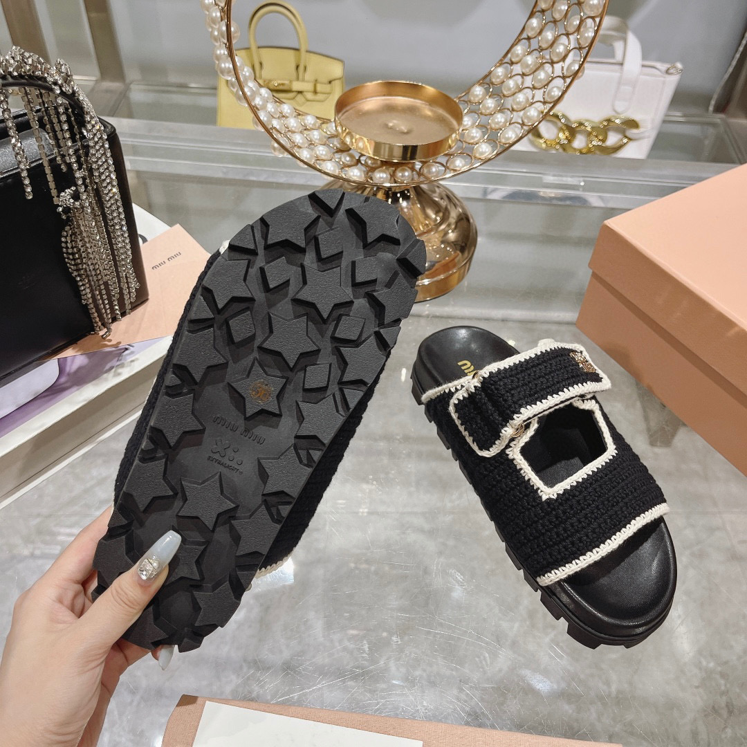 Miu Miu Woven Platform Sandals - Stylish Summer Slides with Velcro Straps 10 i1746510854916 2784 0 8