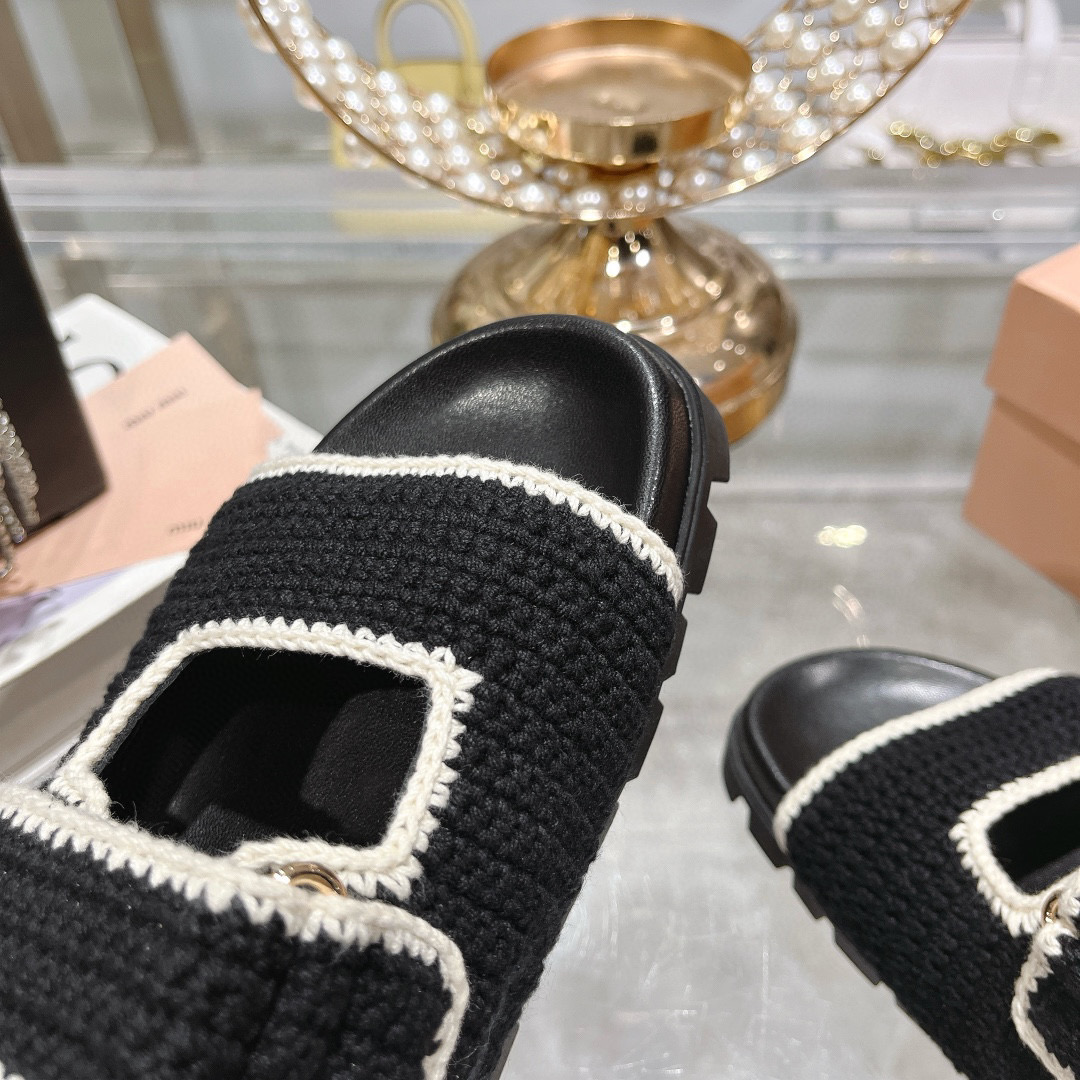 Miu Miu Woven Platform Sandals - Stylish Summer Slides with Velcro Straps 9 i1746510854918 2061 0 7
