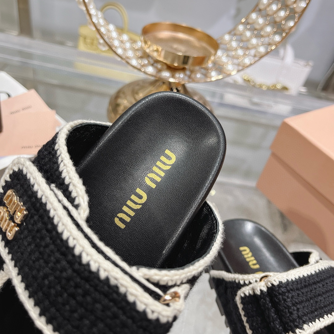 Miu Miu Woven Platform Sandals - Stylish Summer Slides with Velcro Straps 8 i1746510854918 4538 0 6