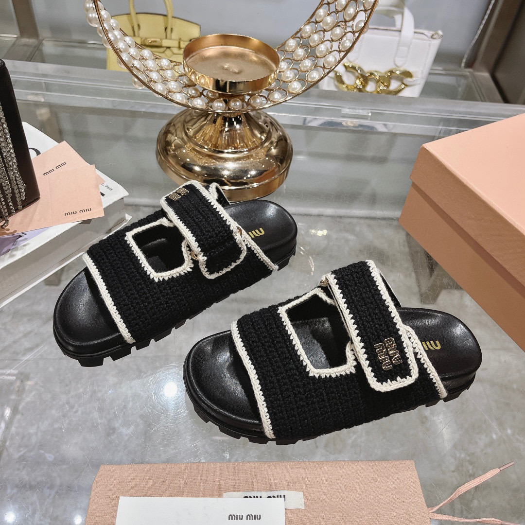 Miu Miu Woven Platform Sandals - Stylish Summer Slides with Velcro Straps 1 Miu Miu Woven Platform Sandals - Stylish Summer Slides with Velcro Straps