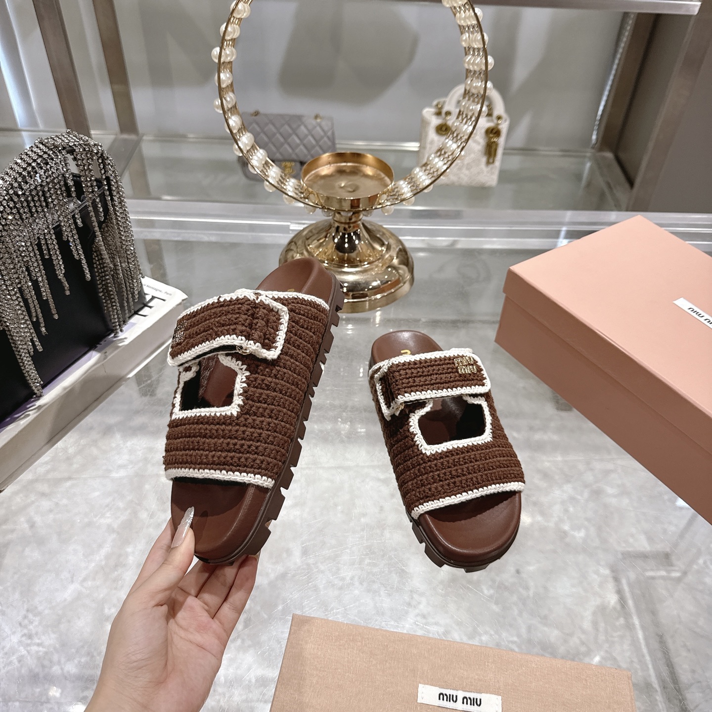 Miu Miu Woven Flatform Sandals, Retro Slides, Comfortable Summer Style 6 i1746510901010 9289 0 4
