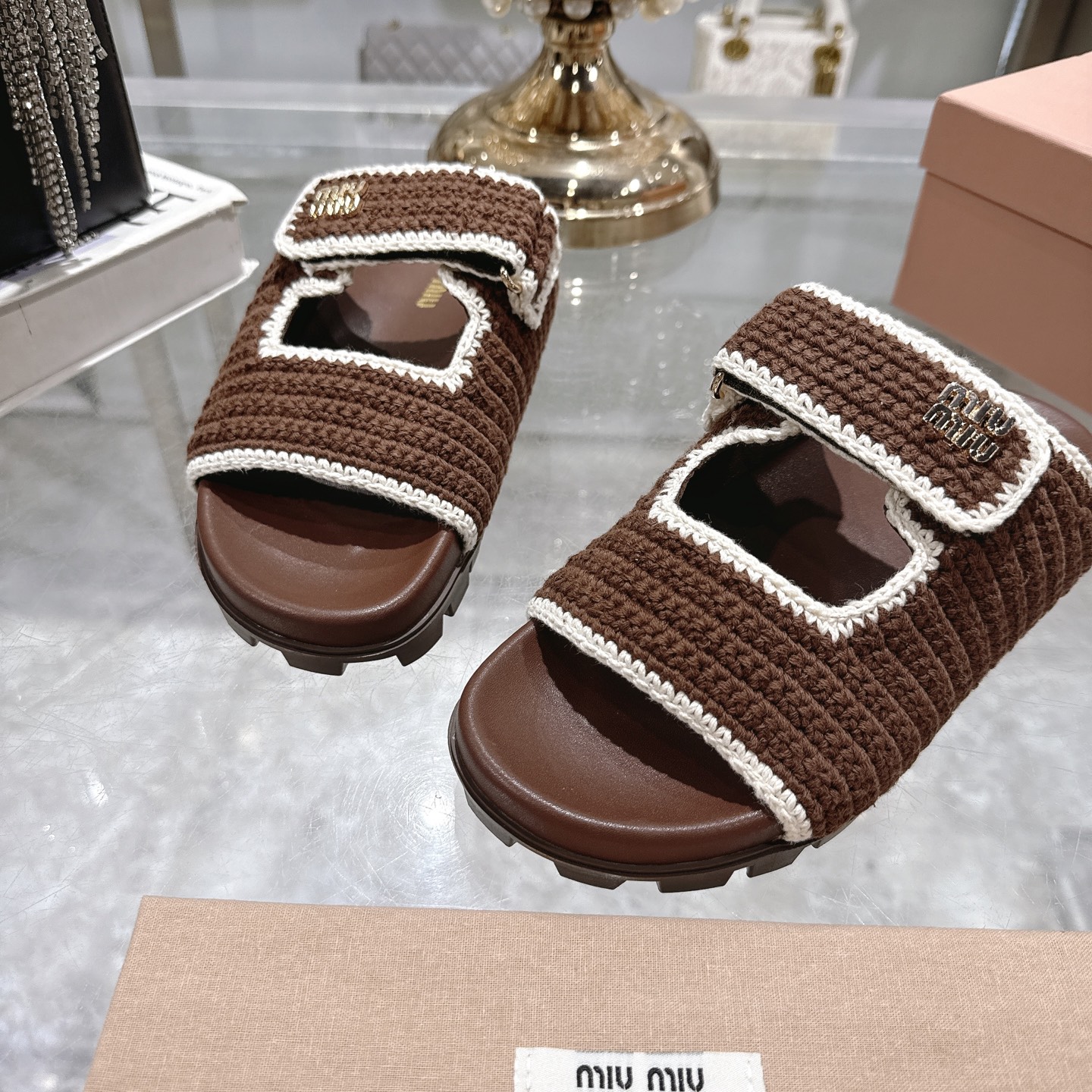 Miu Miu Woven Flatform Sandals, Retro Slides, Comfortable Summer Style 9 i1746510901072 4552 0 7