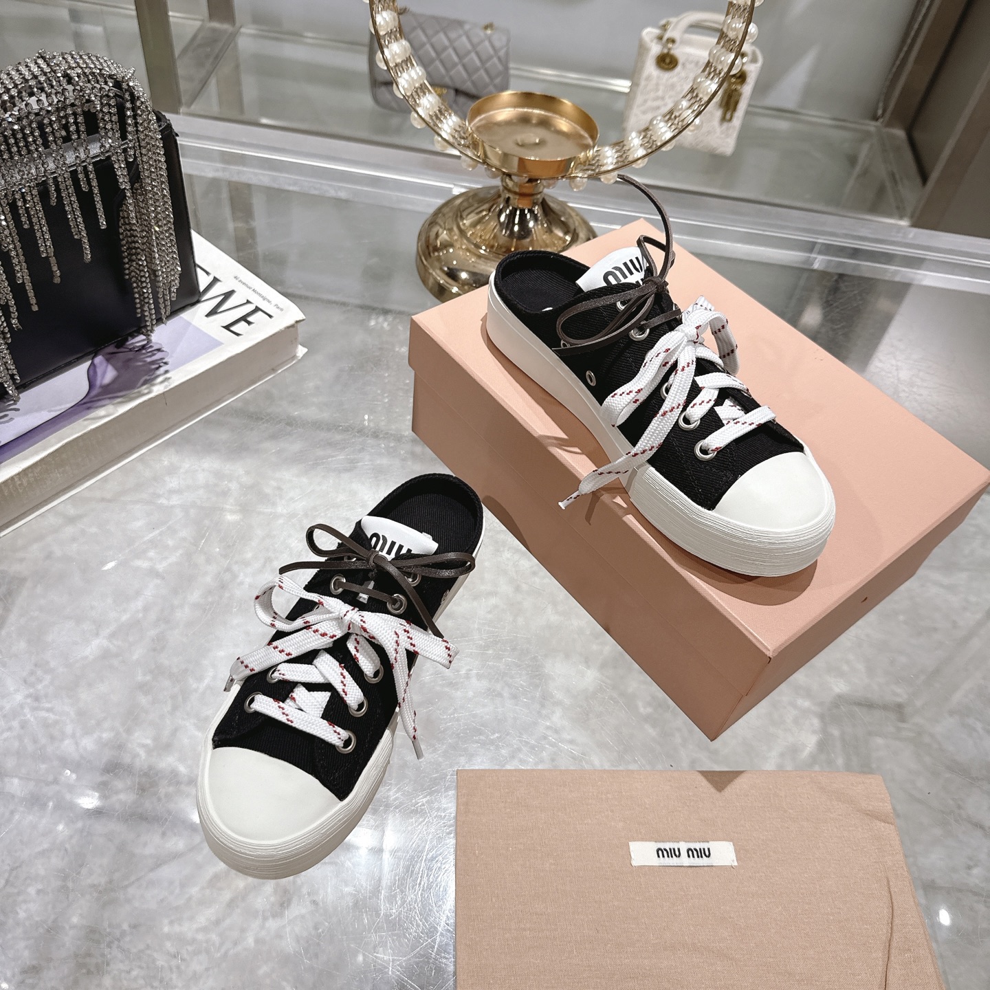 Miu Miu 25SS Retro Canvas Mules - Lightweight & Comfortable 7 i1746686512581 9835 0 5