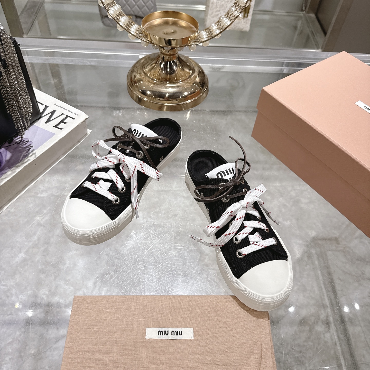 Miu Miu 25SS Retro Canvas Mules - Lightweight & Comfortable 4 i1746686512650 4942 0 1