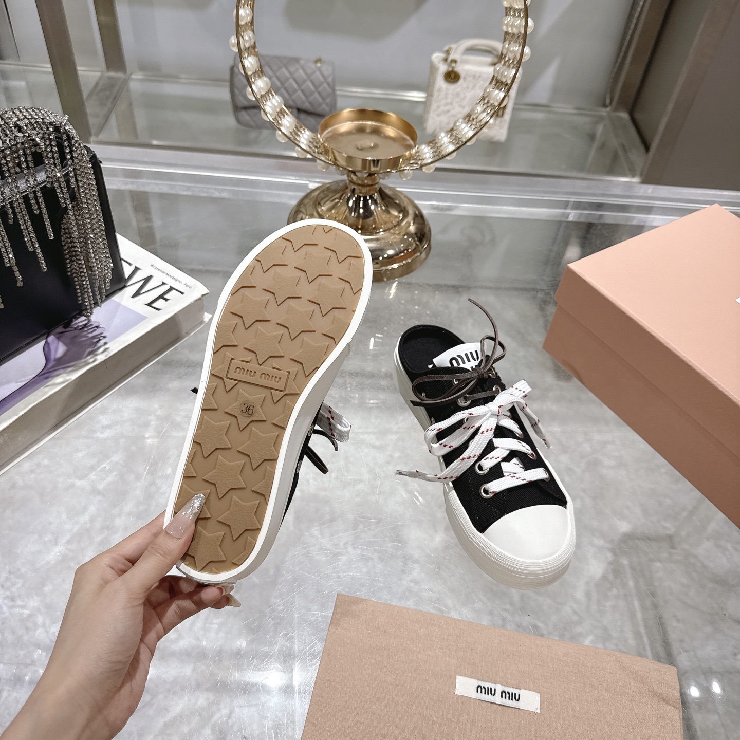 Miu Miu 25SS Retro Canvas Mules - Lightweight & Comfortable 10 i1746686513342 1053 0 8