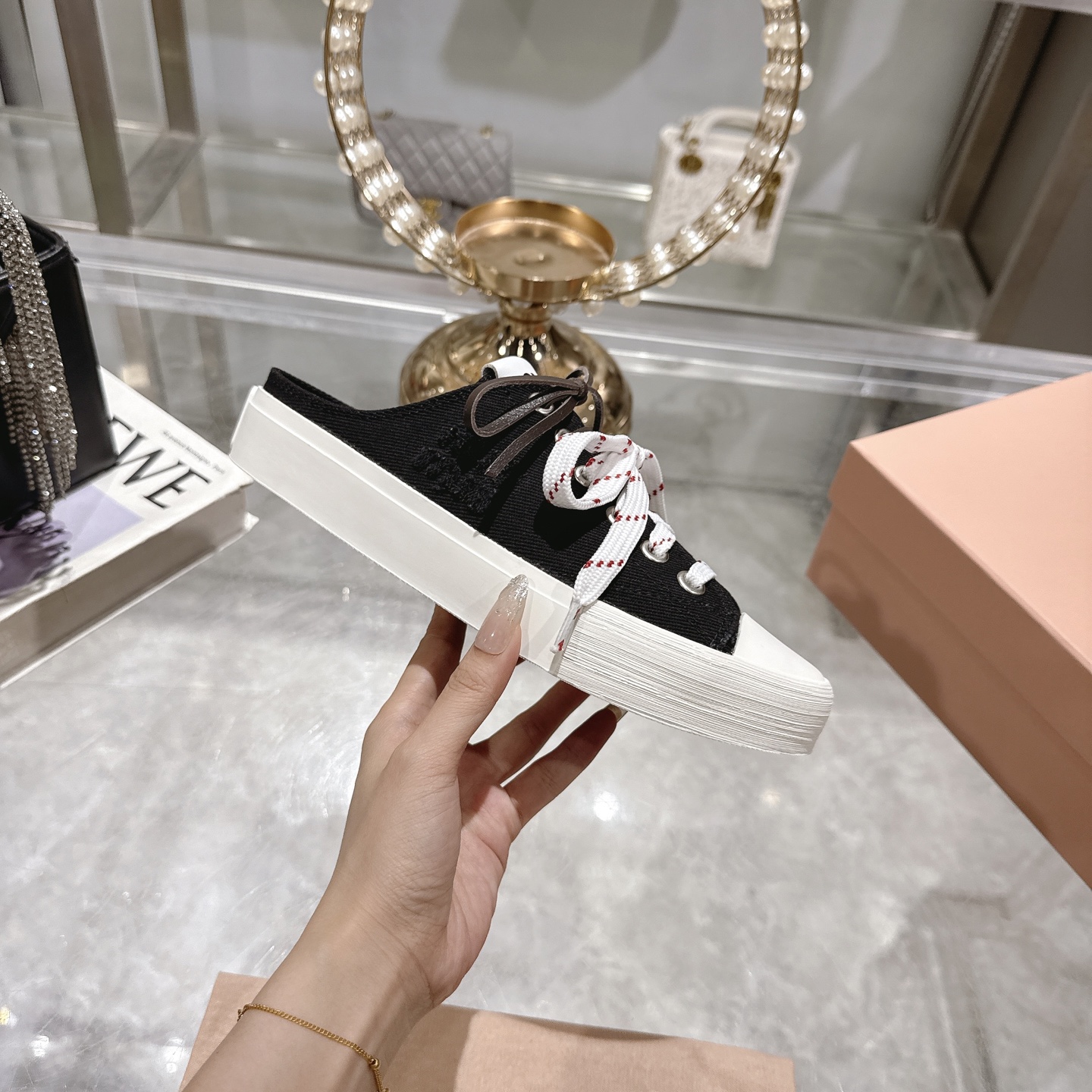 Miu Miu 25SS Retro Canvas Mules - Lightweight & Comfortable 6 i1746686516833 4521 0 4