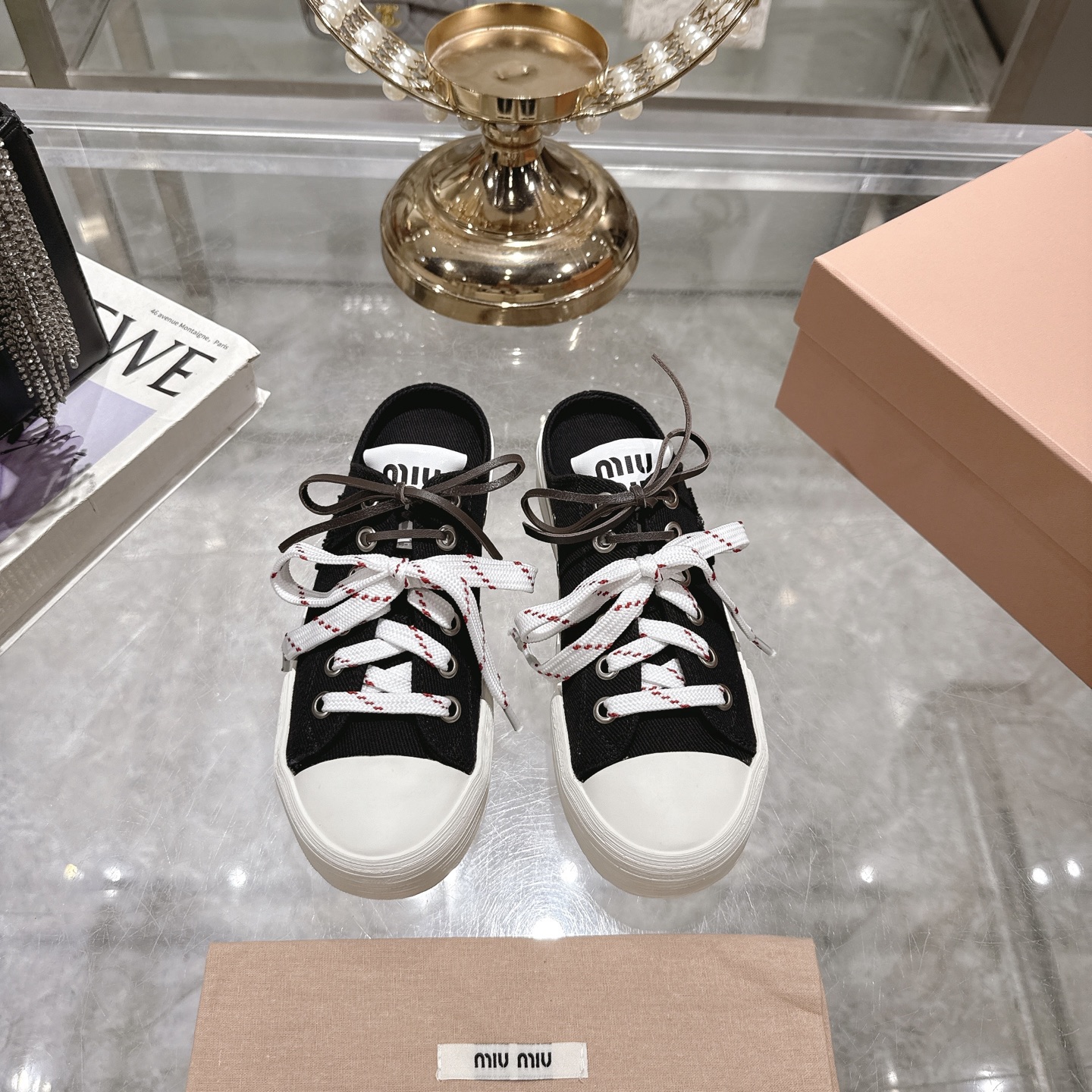 Miu Miu 25SS Retro Canvas Mules - Lightweight & Comfortable 3 i1746686516862 9246 0 0