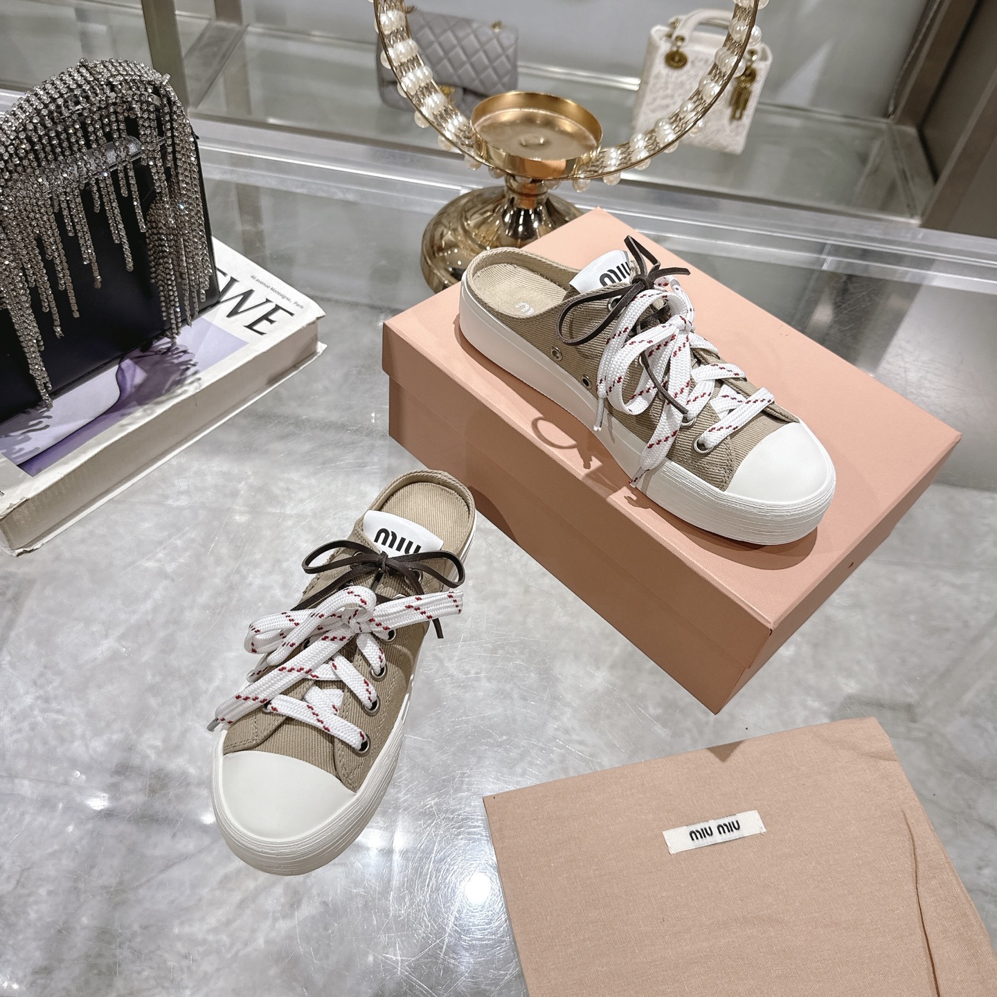 Miu Miu Women's Retro Canvas Sneakers Comfortable Slip-On Shoes 7 i1746686556420 3130 0 5