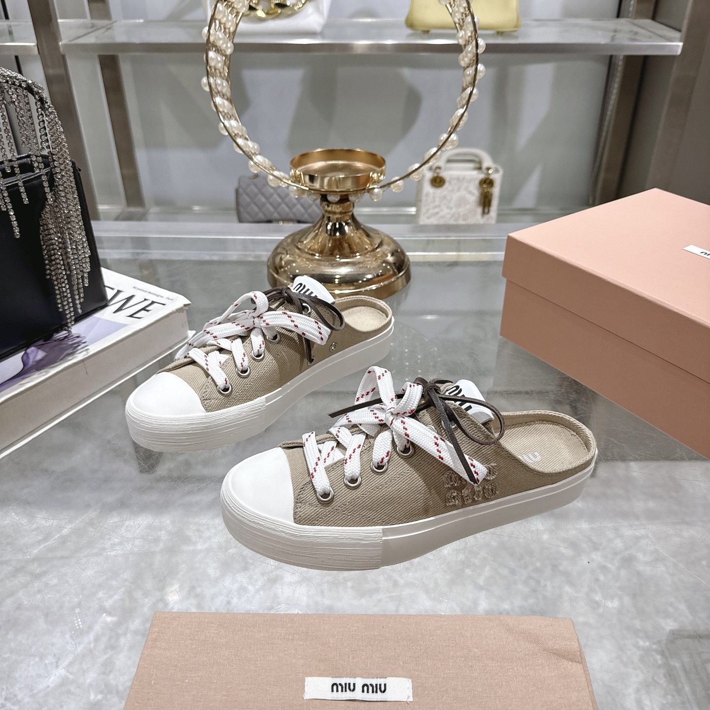 Miu Miu Women's Retro Canvas Sneakers Comfortable Slip-On Shoes 2 i1746686557070 9340 0 2