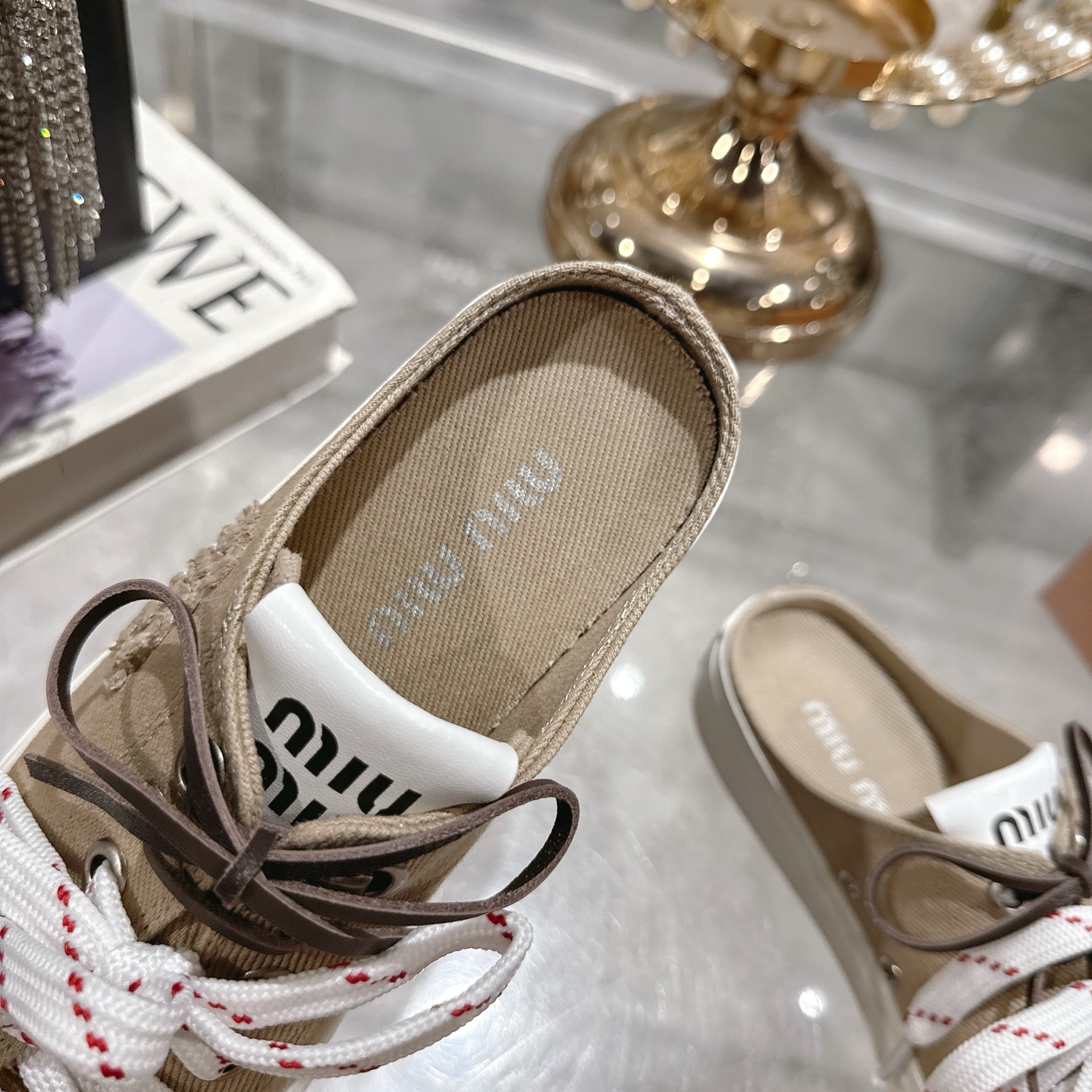 Miu Miu Women's Retro Canvas Sneakers Comfortable Slip-On Shoes 8 i1746686557616 465 0 6