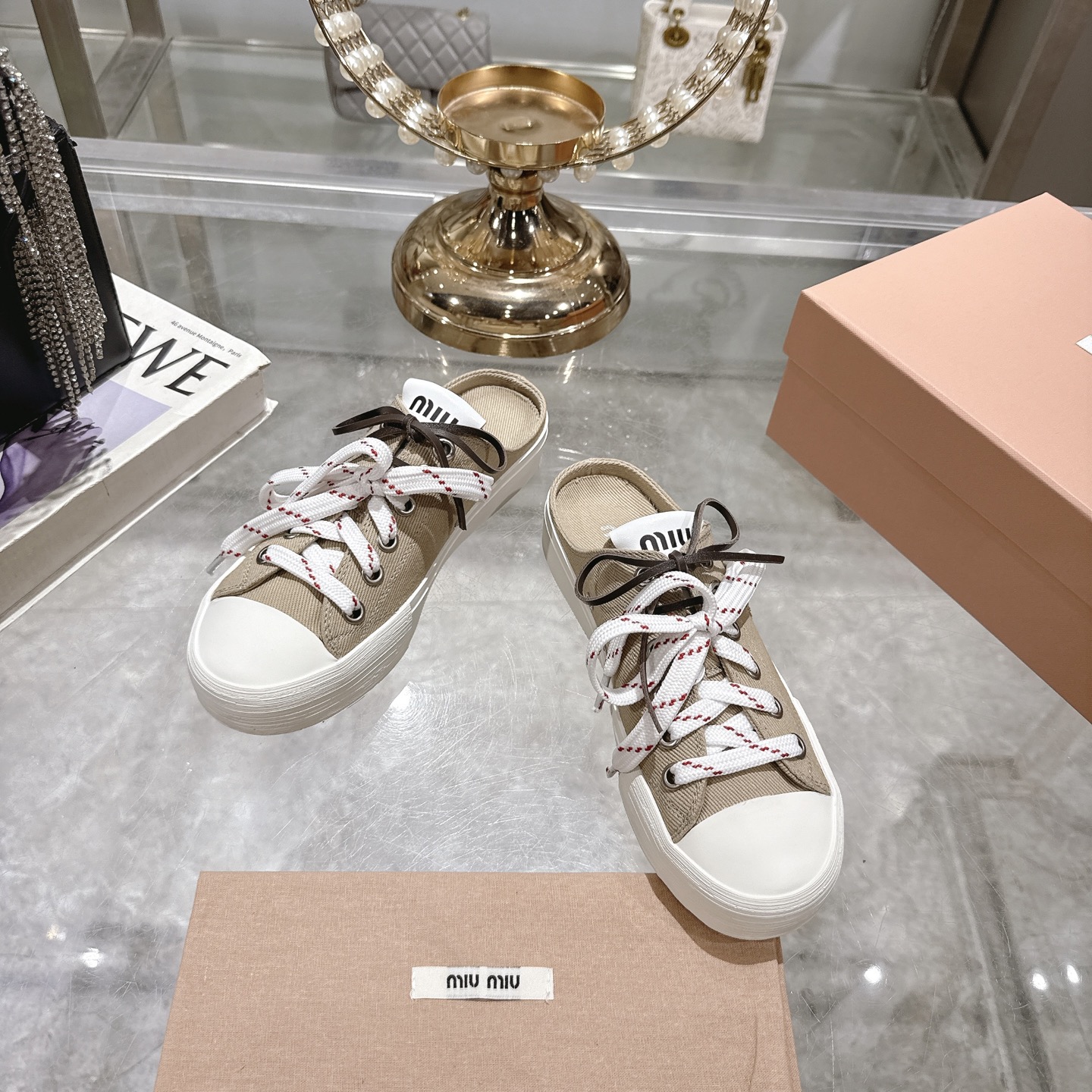 Miu Miu Women's Retro Canvas Sneakers Comfortable Slip-On Shoes 4 i1746686559118 2513 0 1