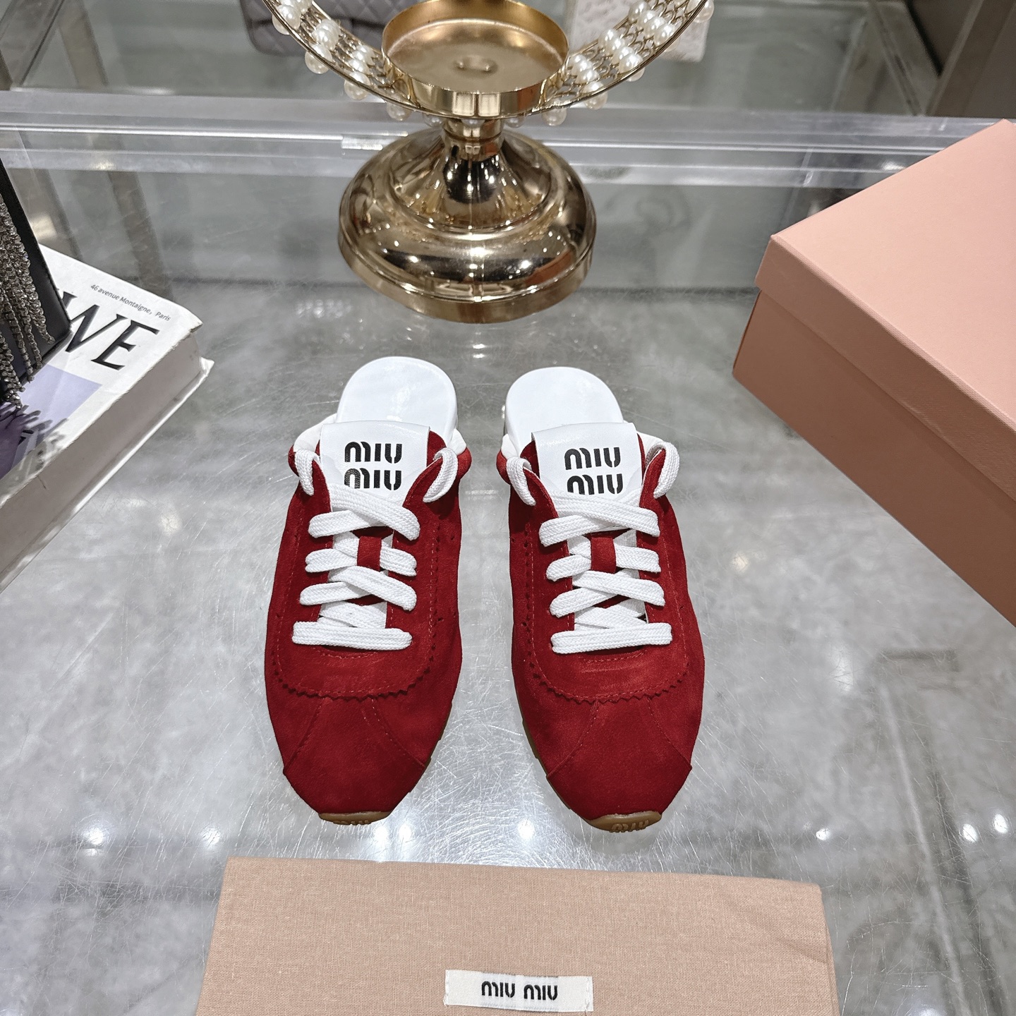 Miu Miu Women's Leather Pointed Toe Mules, Slip-Ons, Red Color 3 i1746688284990 6350 0 0