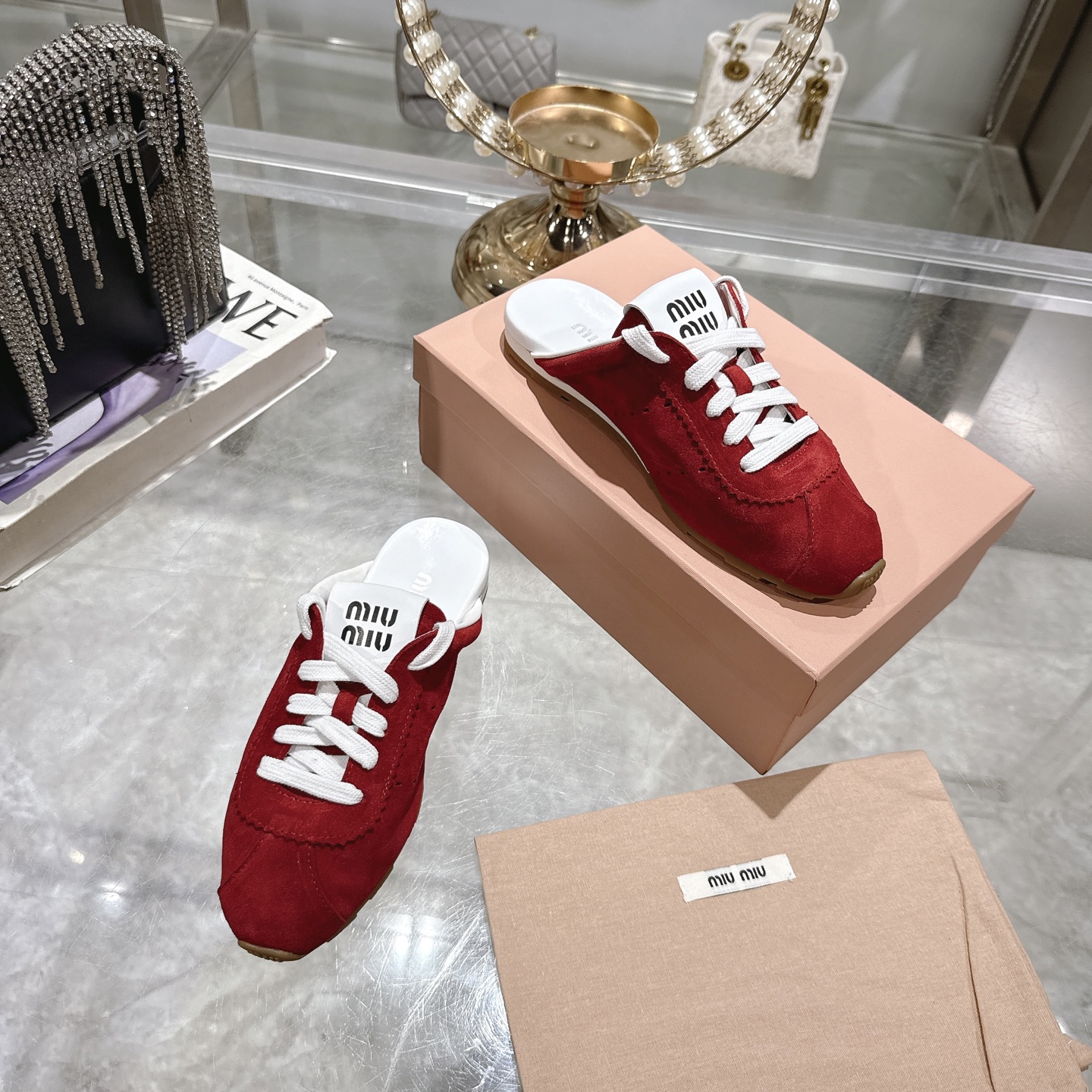 Miu Miu Women's Leather Pointed Toe Mules, Slip-Ons, Red Color 7 i1746688286777 9296 0 5