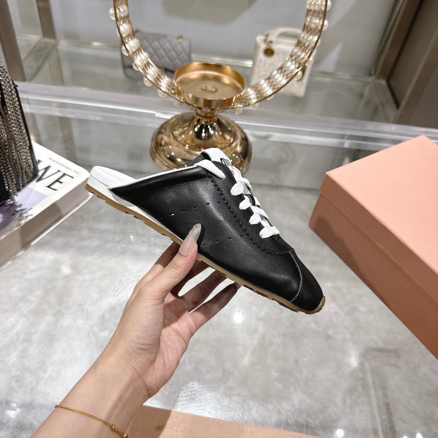 Miu Miu Women's Leather Babouche Sneakers. Slip-on Style 6 i1746688448530 5965 0 4