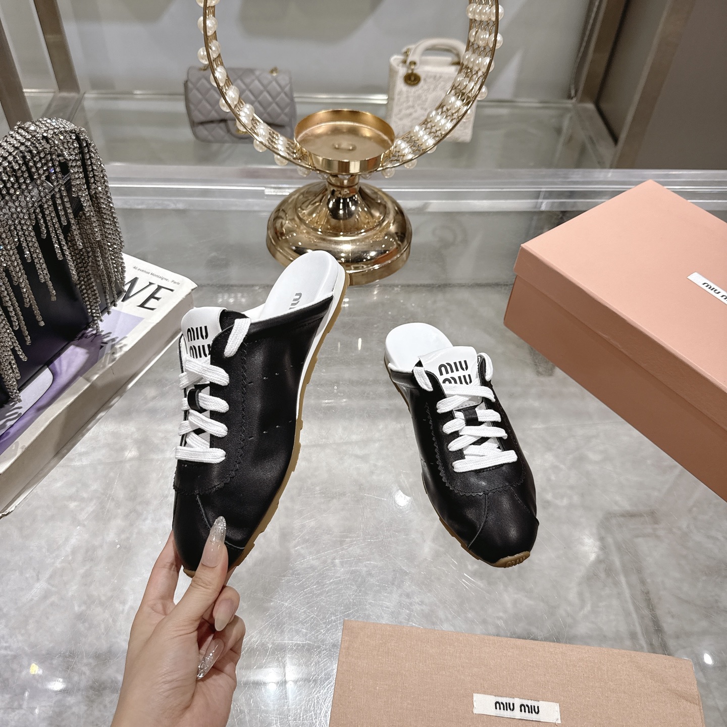 Miu Miu Women's Leather Babouche Sneakers. Slip-on Style 5 i1746688448868 7852 0 3