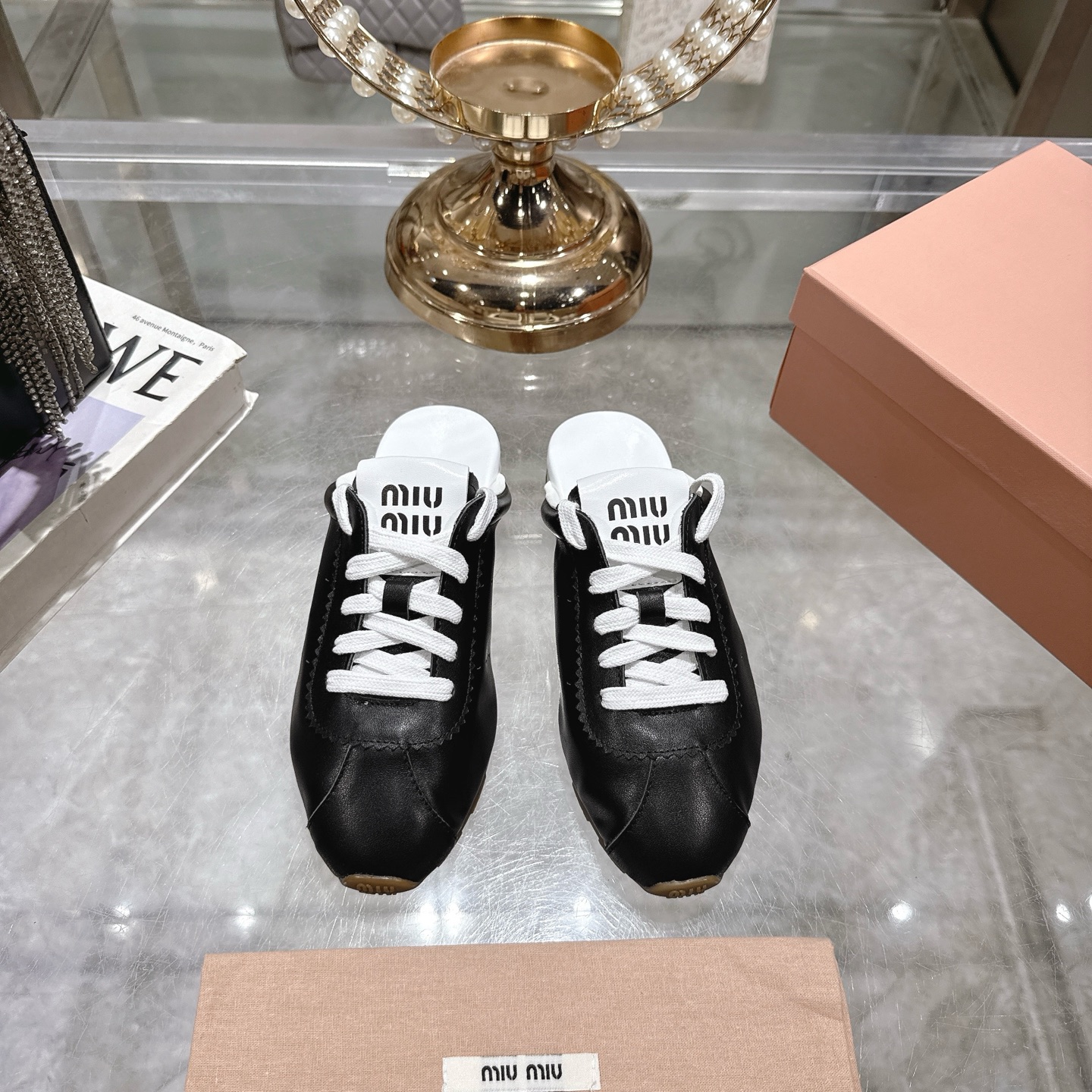 Miu Miu Women's Leather Babouche Sneakers. Slip-on Style 3 i1746688449182 2603 0 0