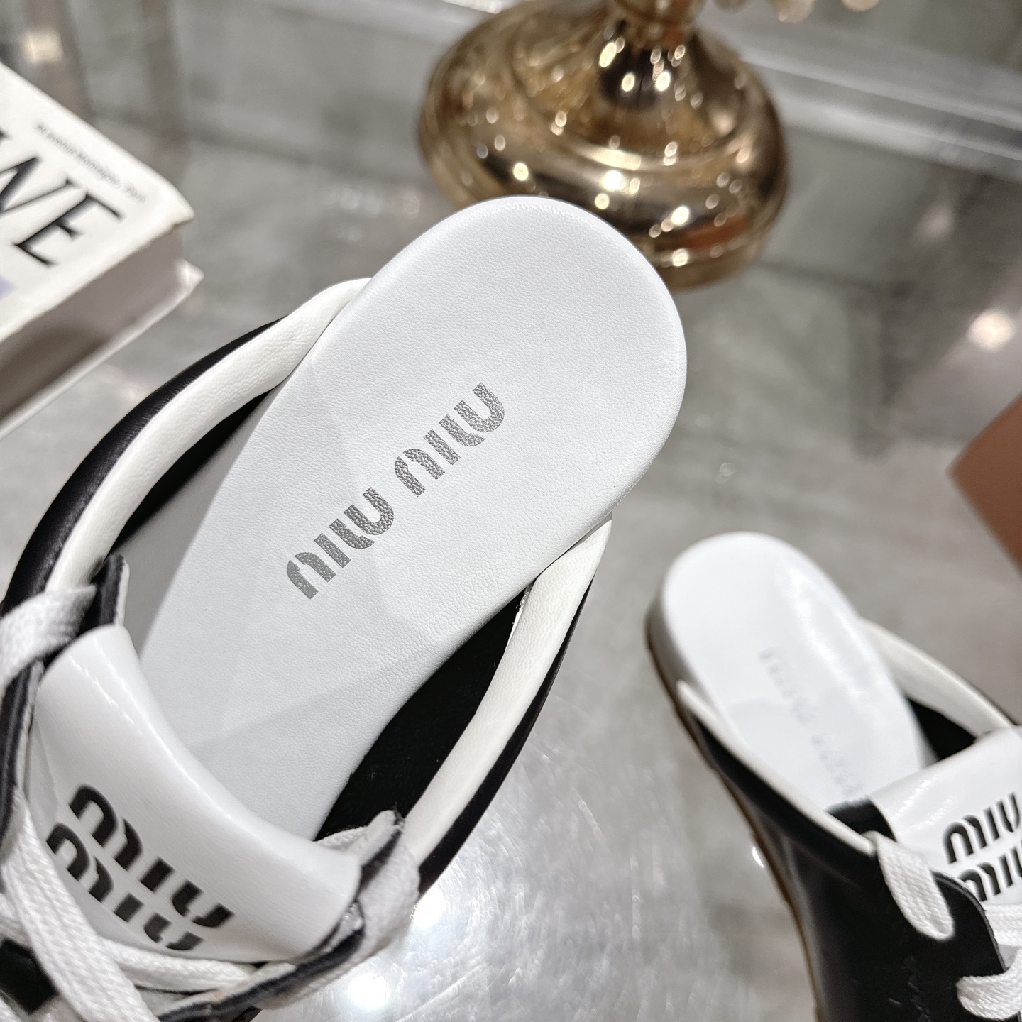 Miu Miu Women's Leather Babouche Sneakers. Slip-on Style 8 i1746688455191 2413 0 6