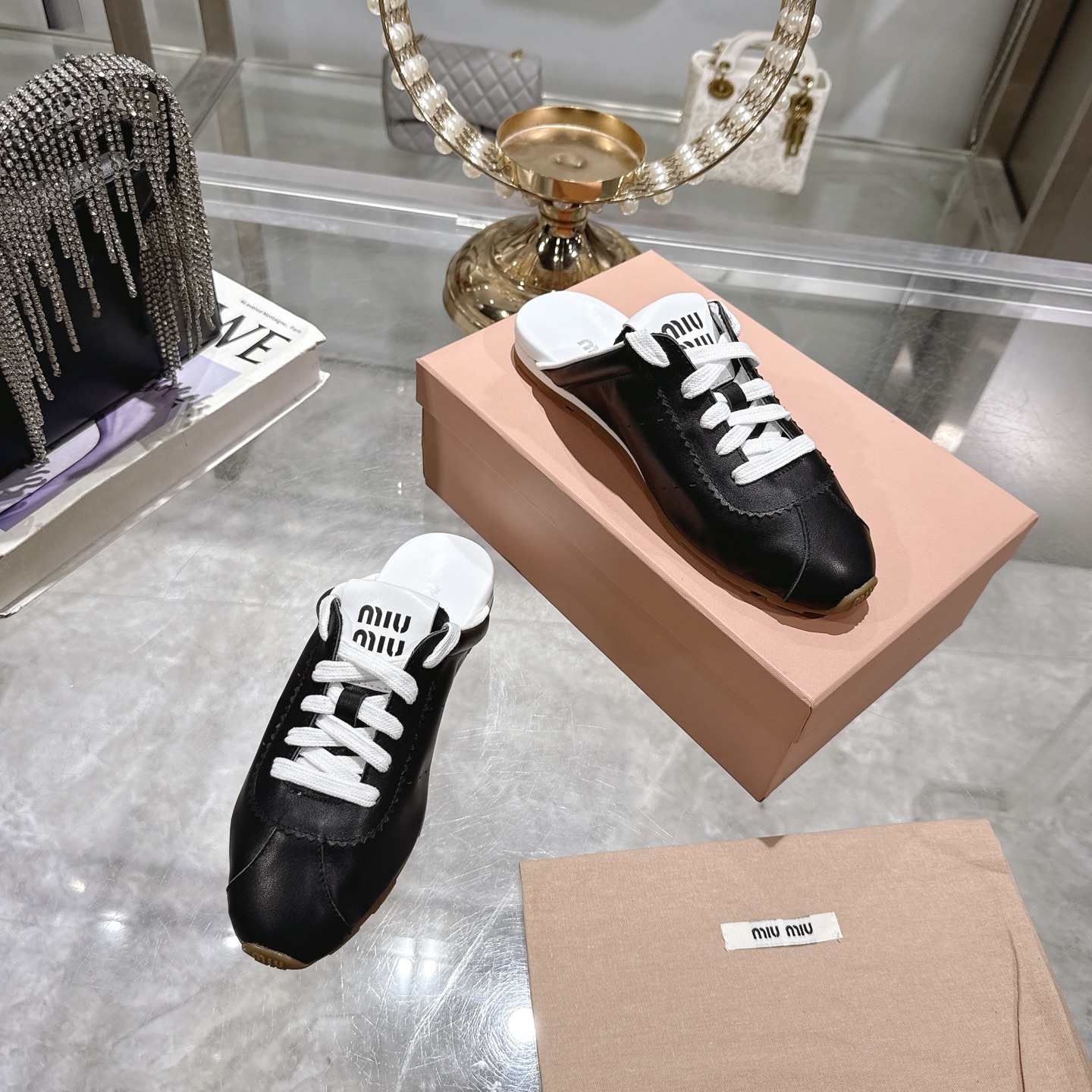 Miu Miu Women's Leather Babouche Sneakers. Slip-on Style 7 i1746688455251 4266 0 5