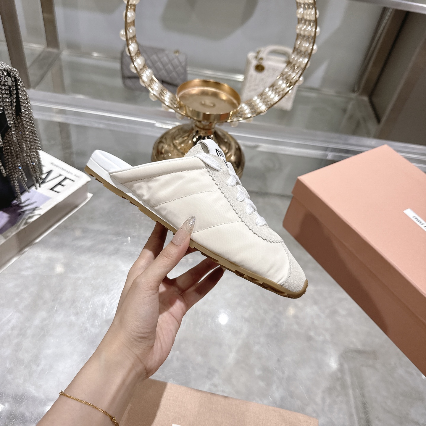 Miu Miu Women's Spring 25 Leather Pointed Toe Heeled Sandals Mules Slippers 6 i1746688566927 5747 0 4