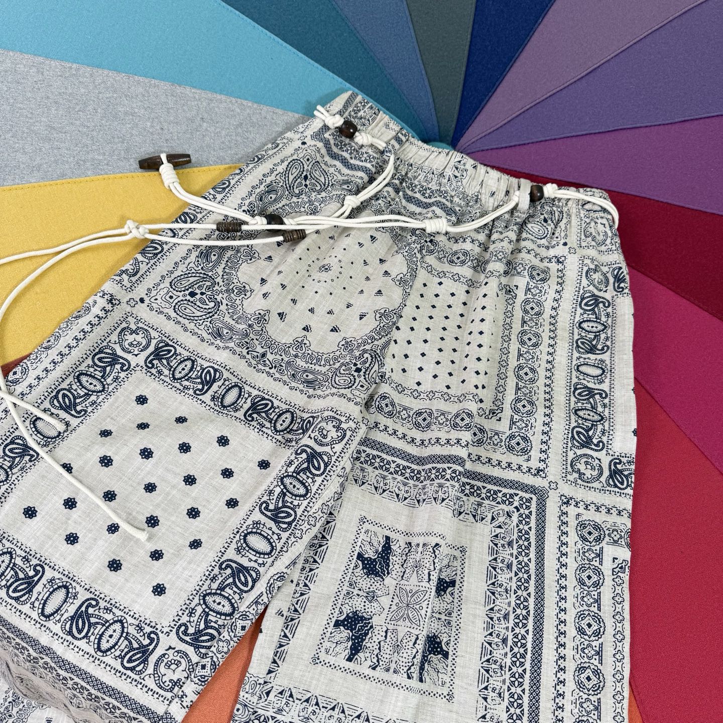 Boho Print Linen Pants with Handmade Braided Belt - Summer Holiday Essential 6 i1745764271451 5623 0 4