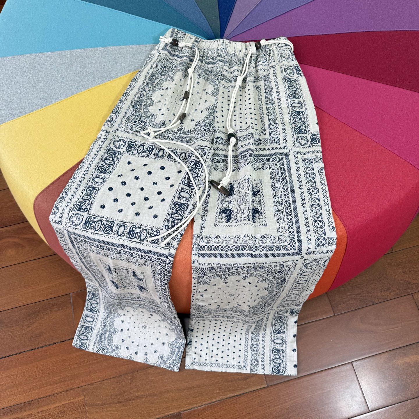 Boho Print Linen Pants with Handmade Braided Belt - Summer Holiday Essential 2 i1745764271836 69 0 0