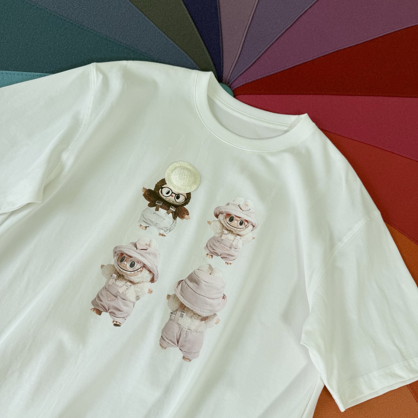 Kawaii Net Color T-Shirt with Summer White Woven Hat - Limited Edition 5 i1751116938173 6882 0 3