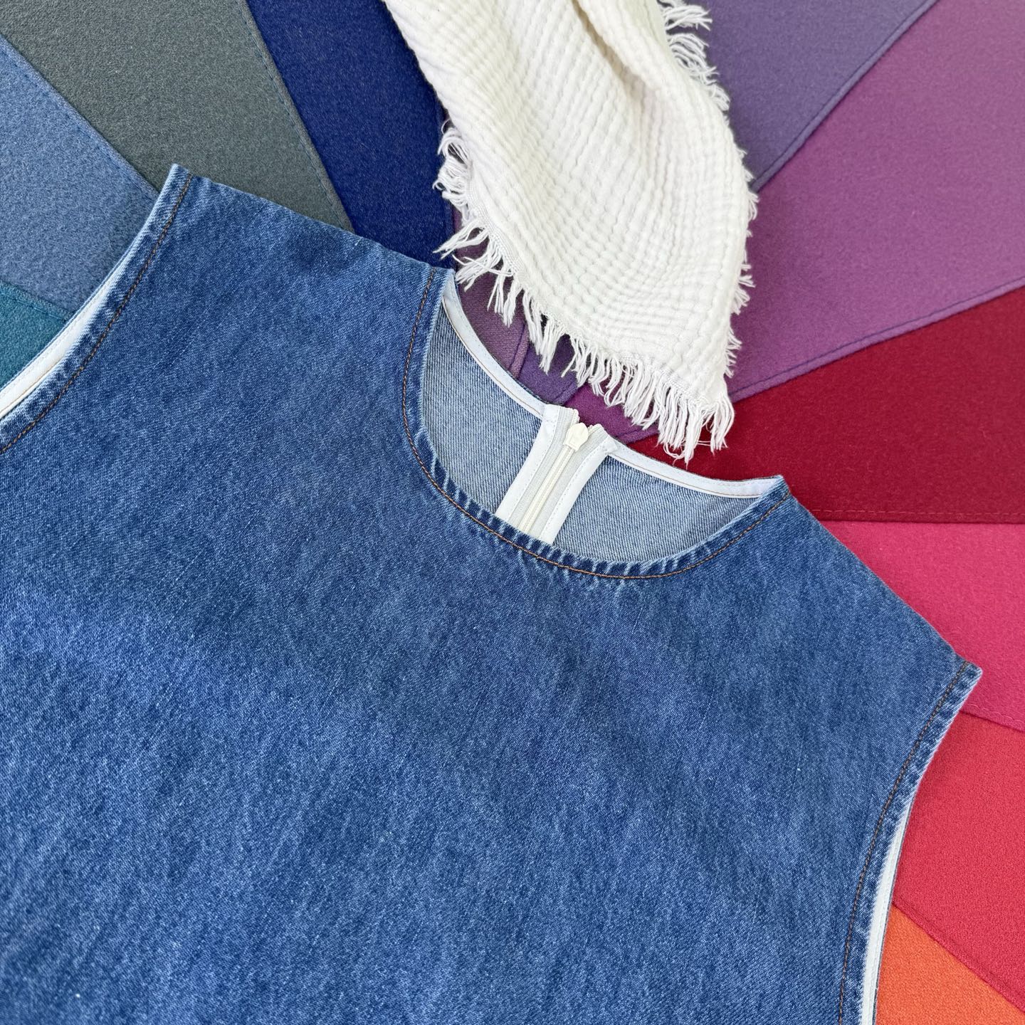 Lightweight Denim Dress - Summer Casual Chic, Wave Hem, Pockets, S/M/L 3 i1751116962437 804 0 4