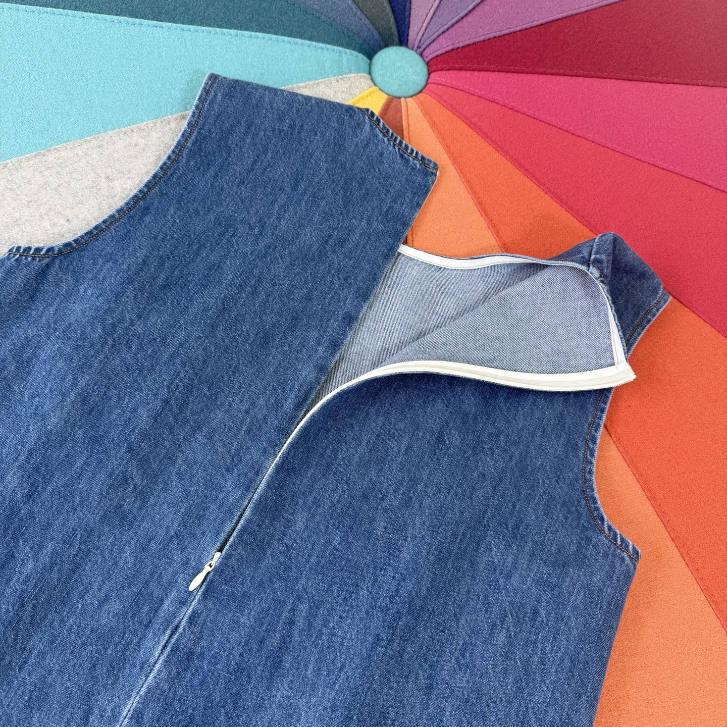 Lightweight Denim Dress - Summer Casual Chic, Wave Hem, Pockets, S/M/L 5 i1751117121866 3487 0 3