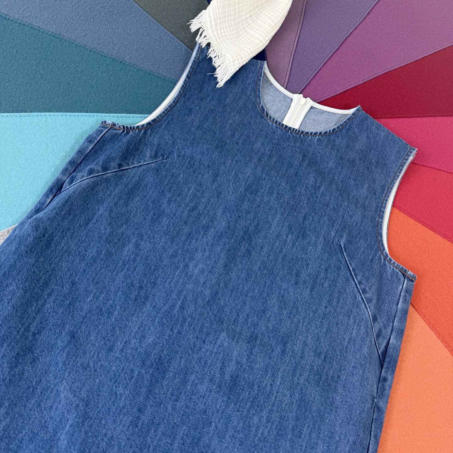 Lightweight Denim Dress - Summer Casual Chic, Wave Hem, Pockets, S/M/L 4 i1751117121992 6920 0 2