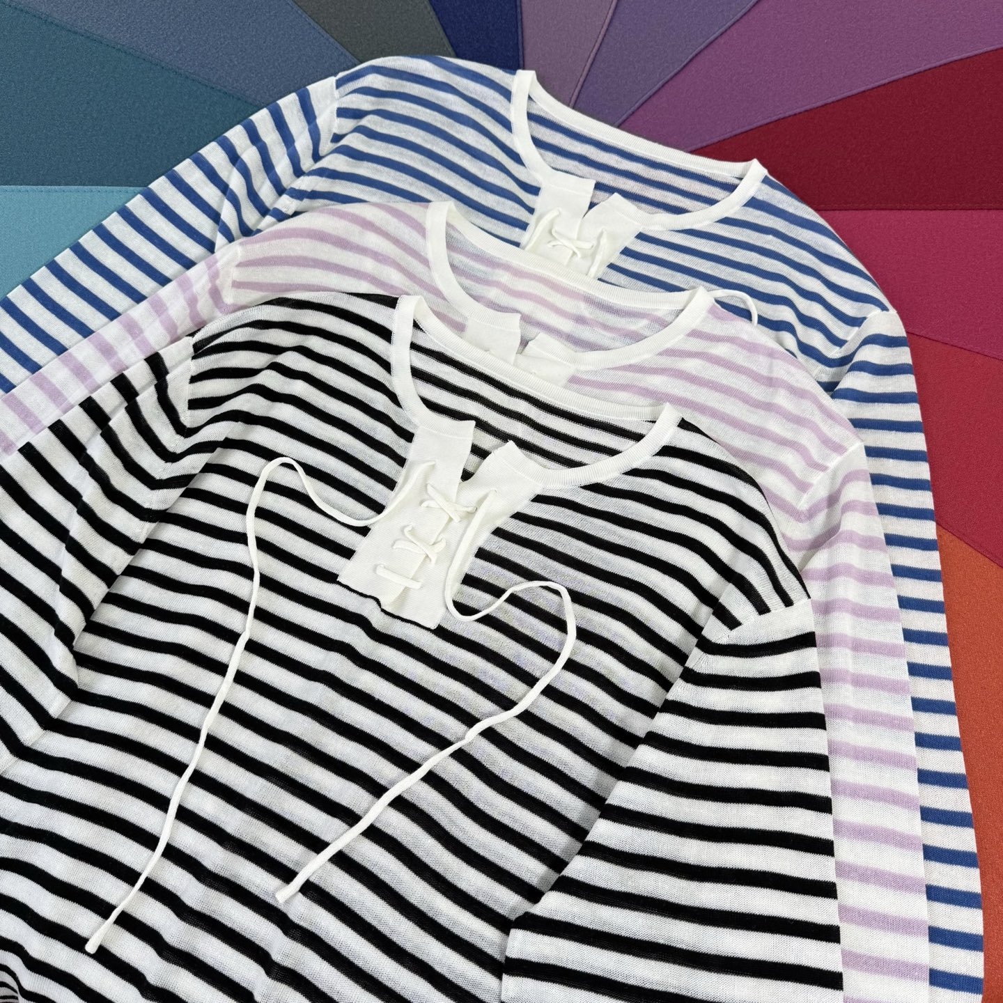Women's Striped Sun Protection Shirt - Lightweight, Loose Fit with Tie Detail 6 i1752683683706 8284 0 4