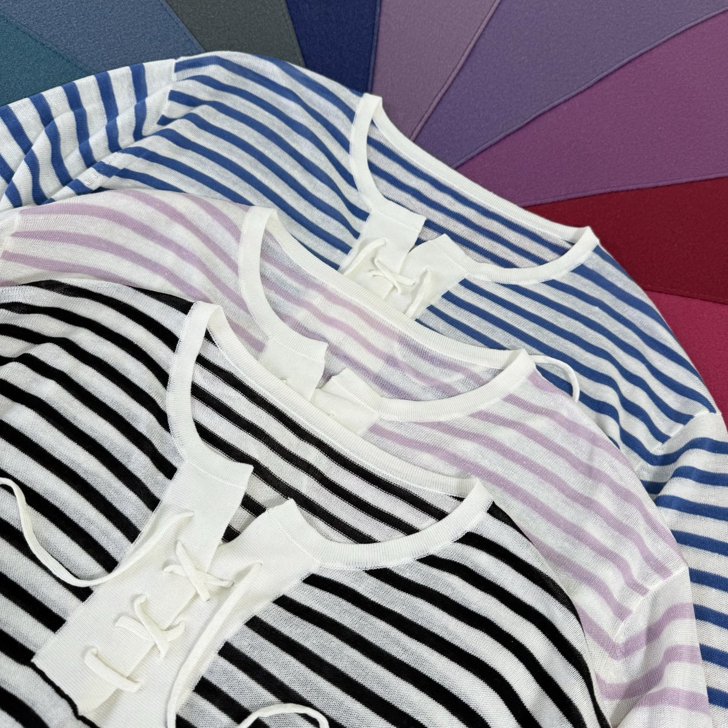 Women's Striped Sun Protection Shirt - Lightweight, Loose Fit with Tie Detail 3 i1752683686712 1177 0 1