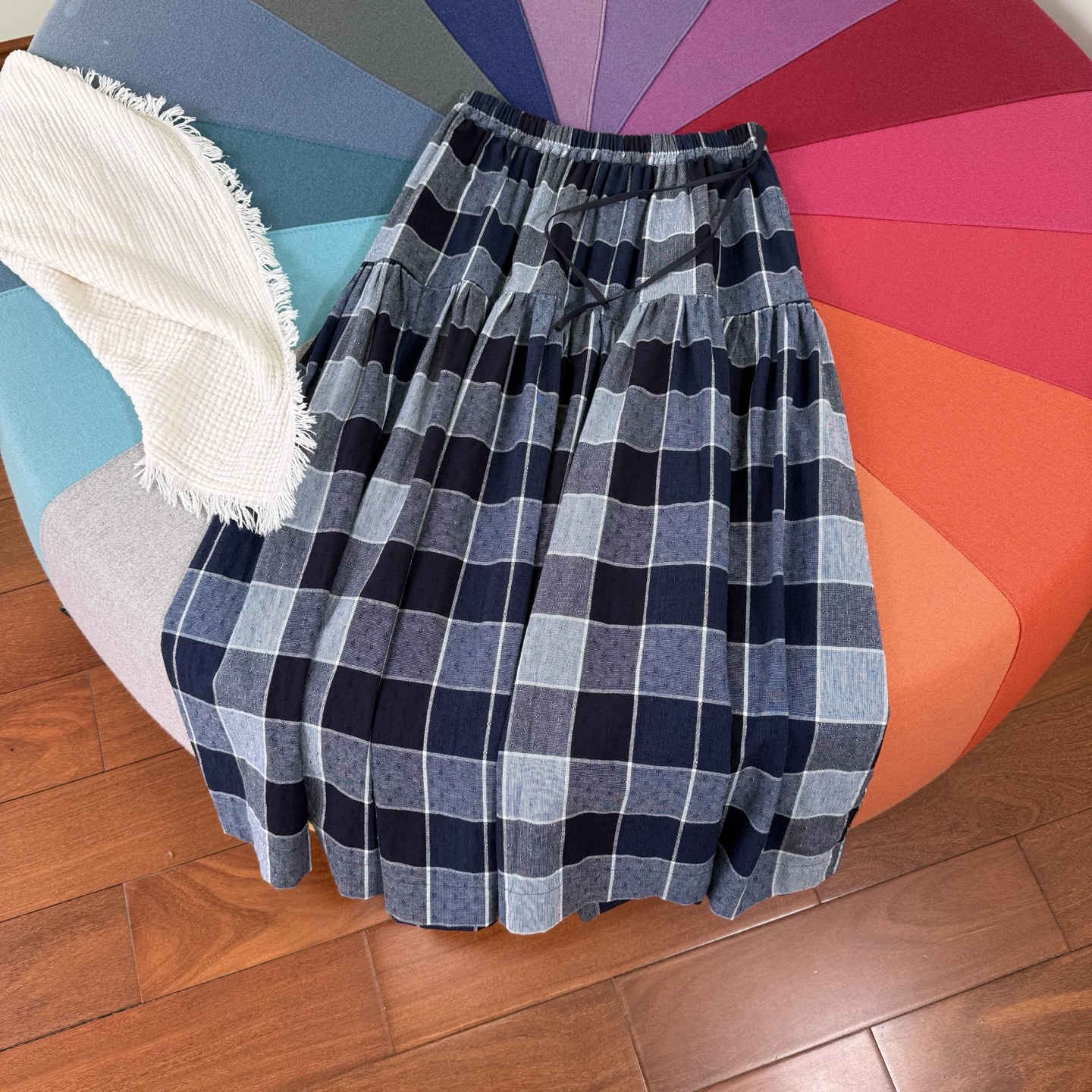 Cotton Blend Midi Skirt with Drawstring Detail - Breathable & Unique Design 2 i1752932383629 6825 0 0