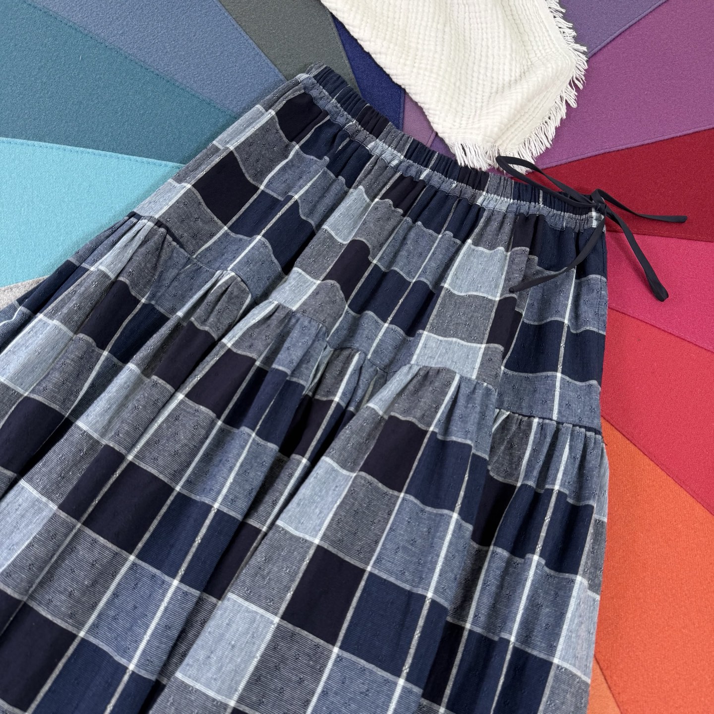 Cotton Blend Midi Skirt with Drawstring Detail - Breathable & Unique Design 4 i1752932385356 2721 0 2