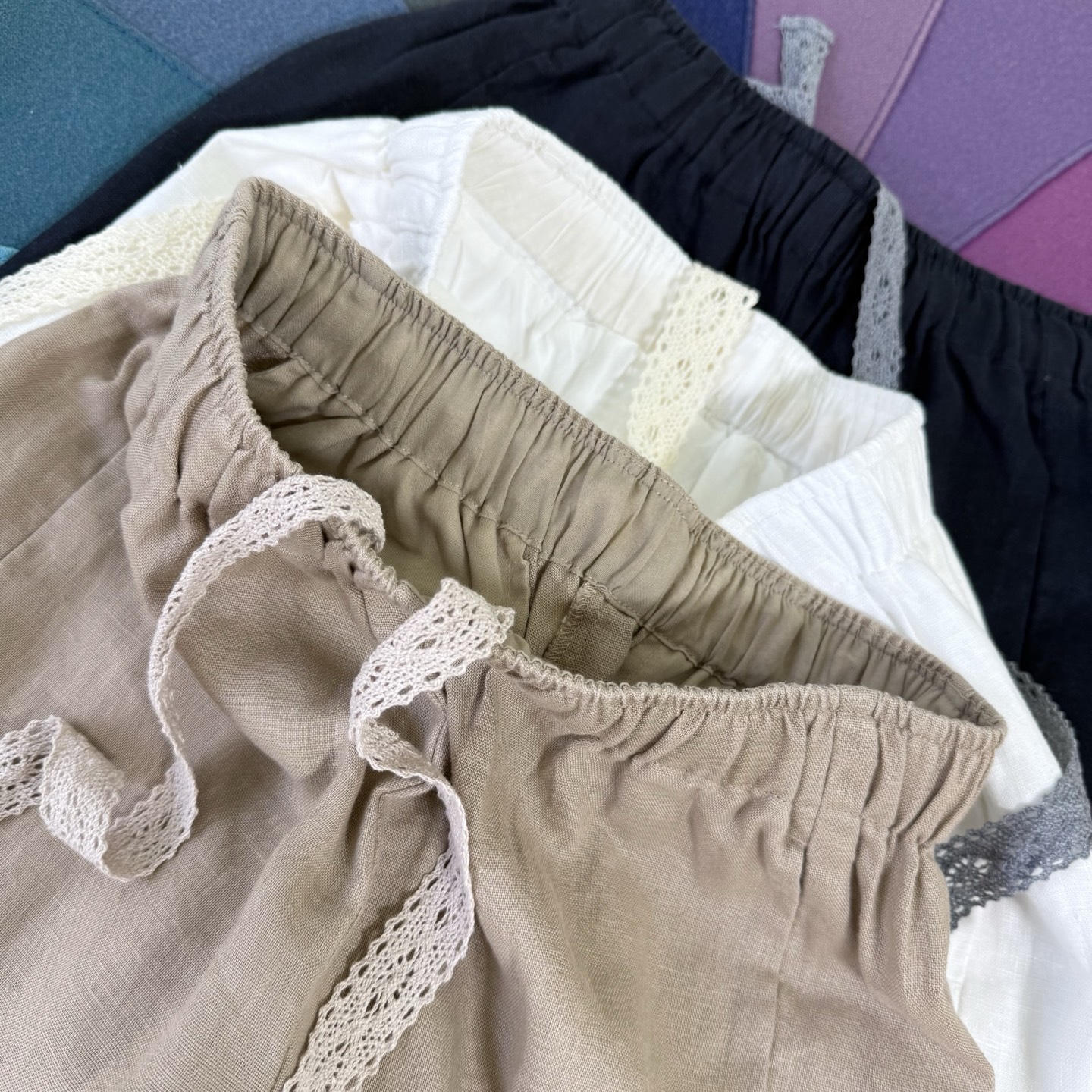 Embroidered Linen Cropped Pants - Elastic Waist, Slim Fit, Three Colors 6 i1754824699425 2623 0 4