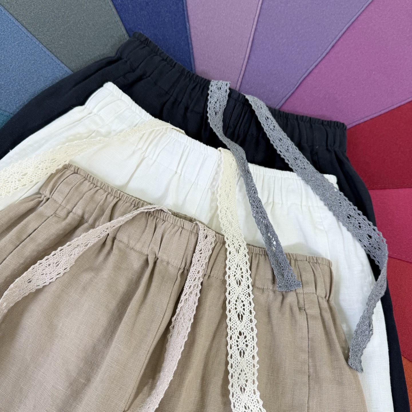 Embroidered Linen Cropped Pants - Elastic Waist, Slim Fit, Three Colors 3 i1754824701216 3238 0 1