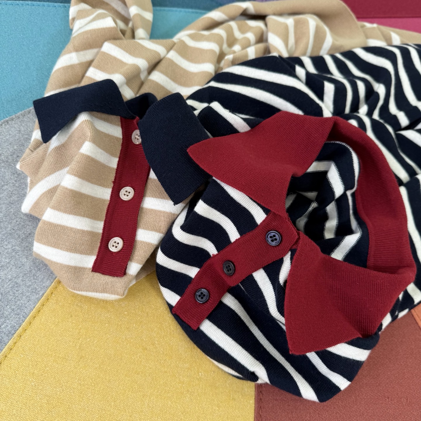 Retro Color Block Knitted Polo Shirt Women's Autumn Wool Blend Top 6 i1759070522371 8245 0 4