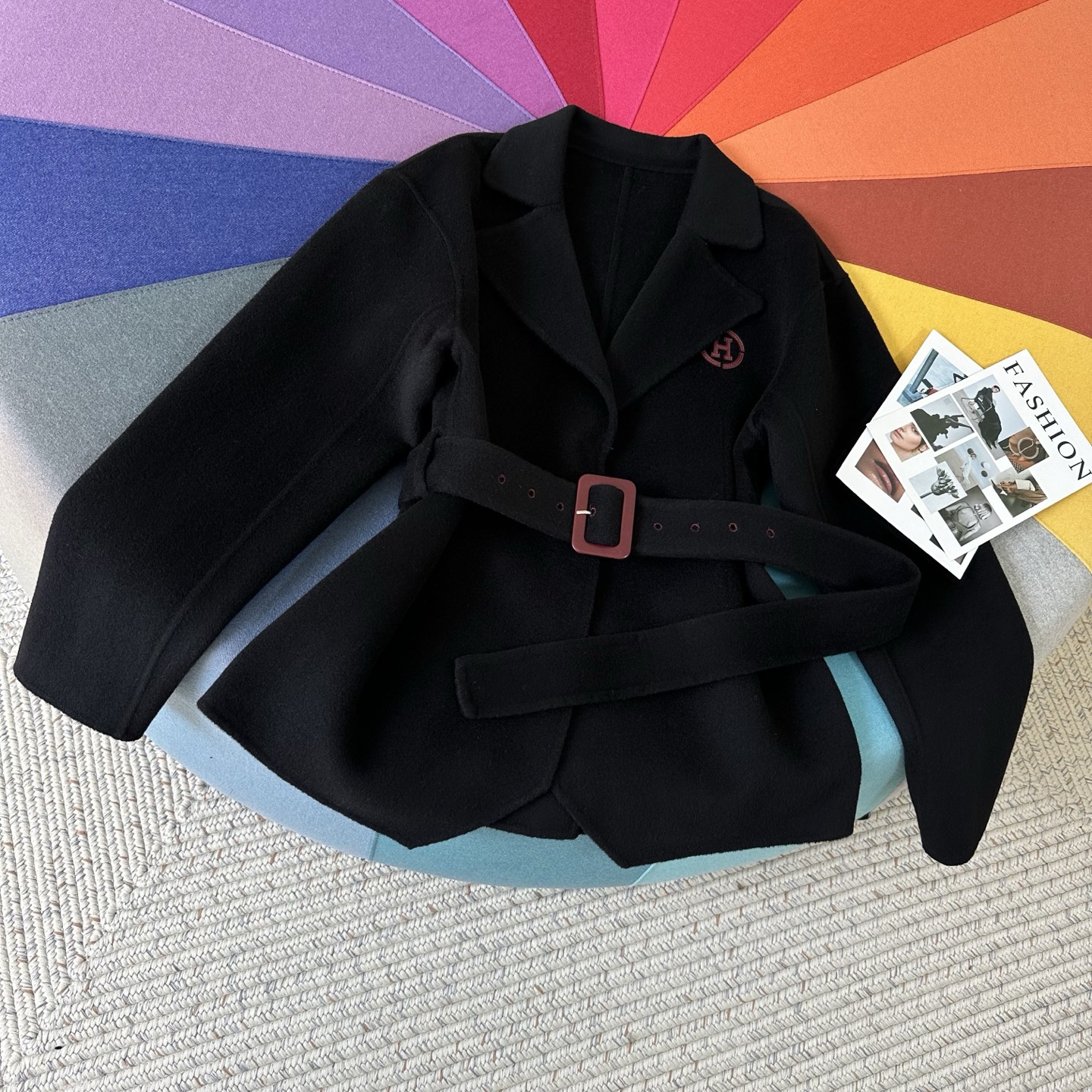 Wool Blend Double-Faced Coat with Geometric Accents and Metal Snap Closure 2 i1759915447413 8580 0 0