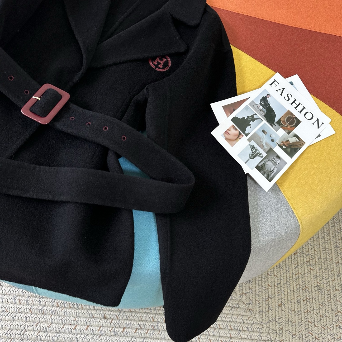 Wool Blend Double-Faced Coat with Geometric Accents and Metal Snap Closure 4 i1759915447413 9041 0 2