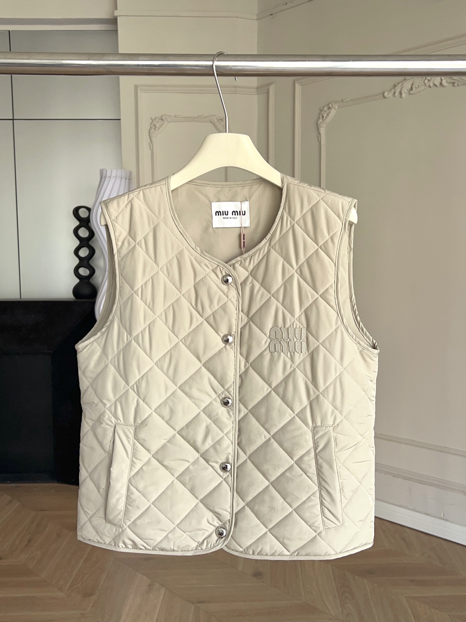 MiuMiu Vêtements Manteaux & Blousons Gilet Or Broderie de fleurs Unisexe Femmes Coton Collection automne – hiver