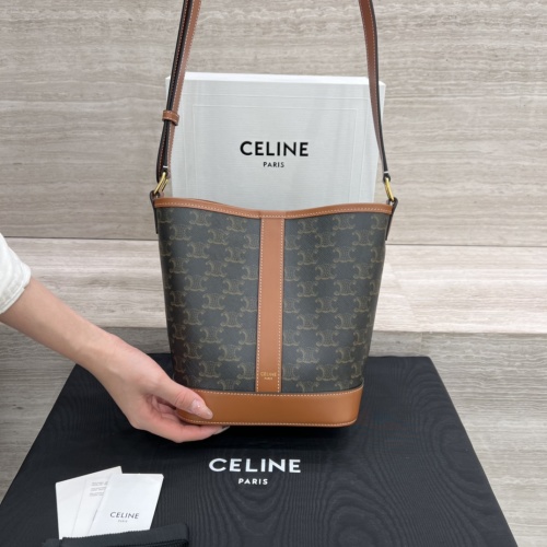 Celine Small Triomphe Canvas Bucket Bag with Adjustable Leather Strap 1 Celine Small Triomphe Canvas Bucket Bag with Adjustable Leather Strap
