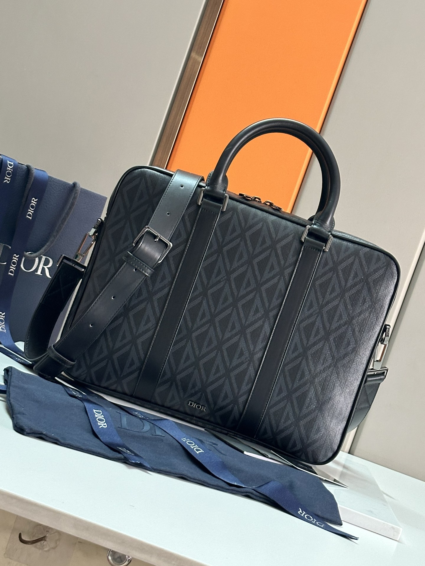 Dior Men’s Autumn 2002 Briefcase: Classic Style with CD Diamond Canvas