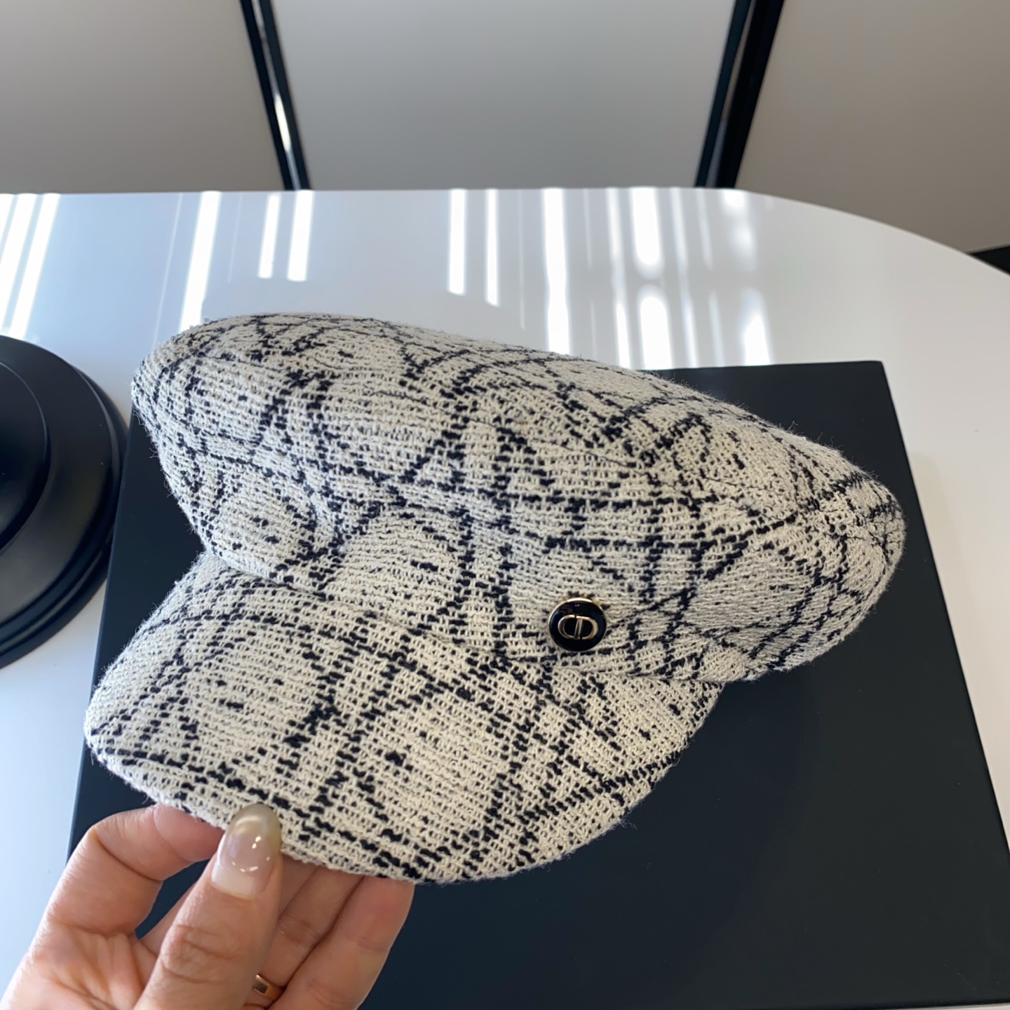 🆕25秋冬新款 🍂 CD粗花呢羊毛军帽 🐑网红 明星时尚百搭款 ✨黑色 白色