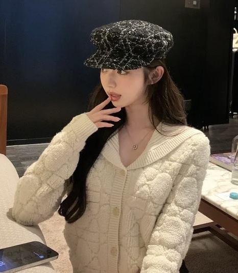 🆕25秋冬新款 🍂 CD粗花呢羊毛军帽 🐑网红 明星时尚百搭款 ✨黑色 白色