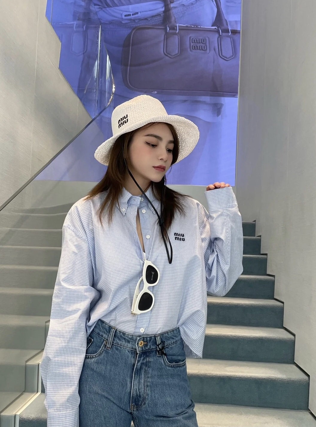 Pmiumiu缪缪刺绣logo纸草礼帽⚜️法式百搭草帽 独家重工款🪄米色 白色