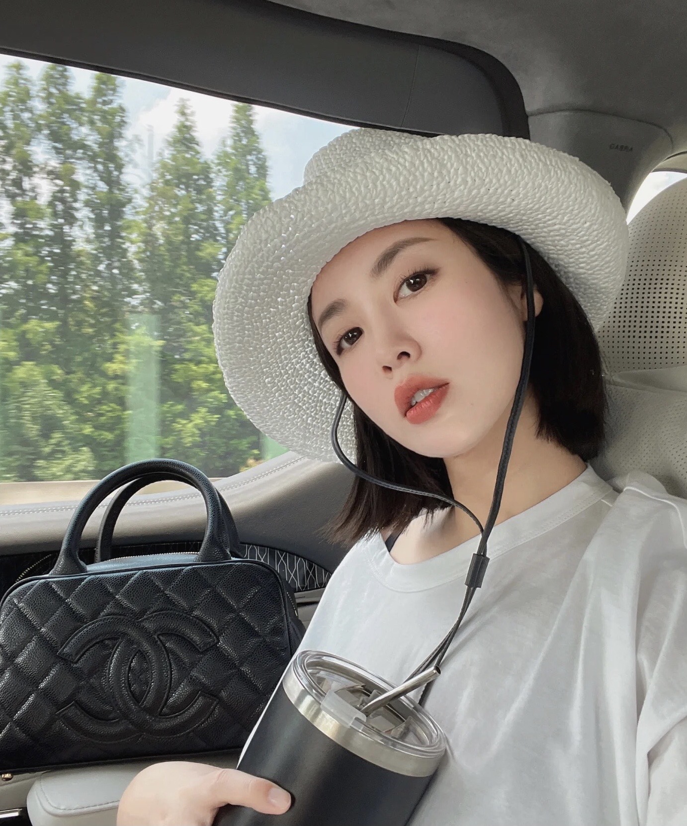 Pmiumiu缪缪刺绣logo纸草礼帽⚜️法式百搭草帽 独家重工款🪄米色 白色