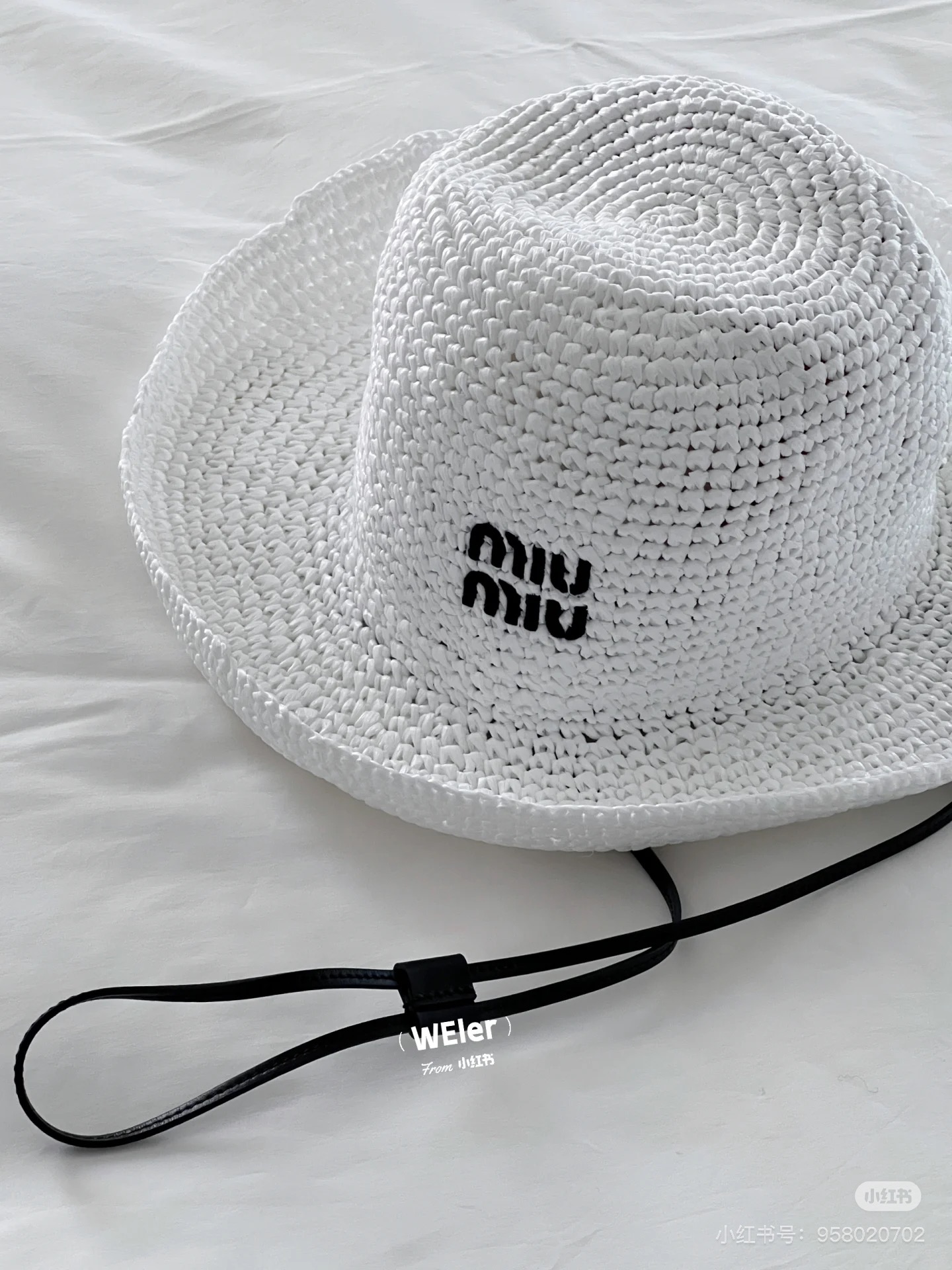 Pmiumiu缪缪刺绣logo纸草礼帽⚜️法式百搭草帽 独家重工款🪄米色 白色