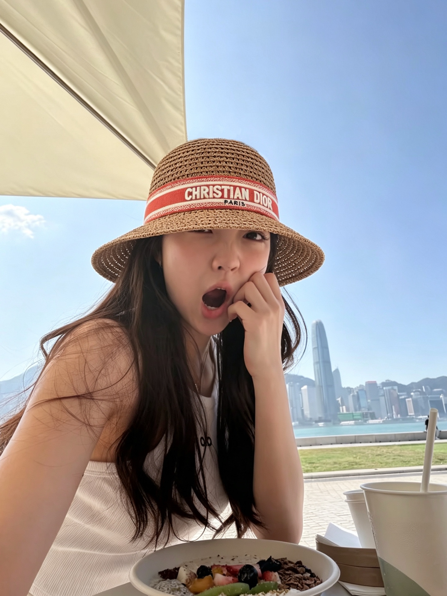 Dior DIO* 刺绣l字母进口纸草盆帽