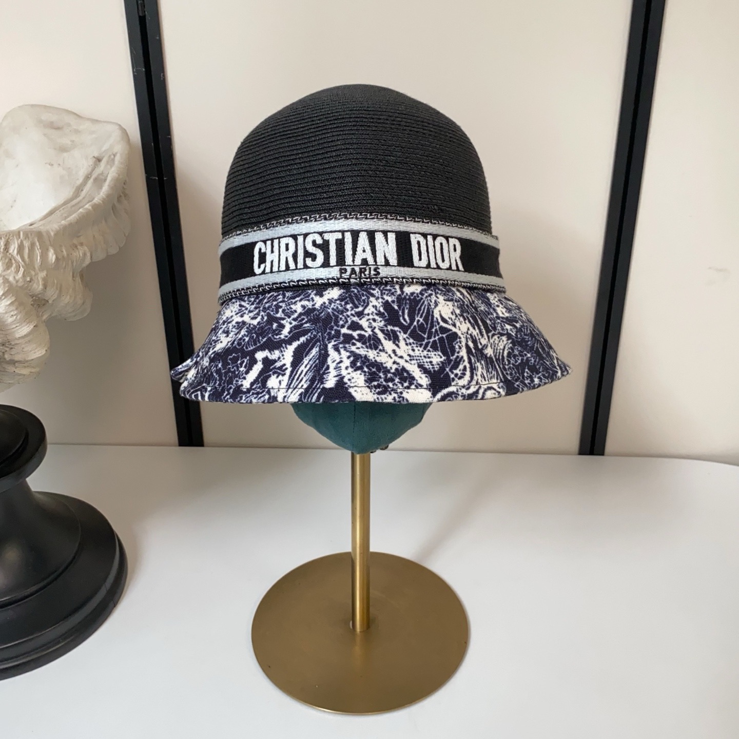 Dior dior拼接纸草盆帽